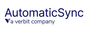 AutomaticSync a verbit company written in dark blue font with icon logo to the left