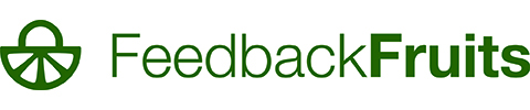 Feedback Fruits written in green font with logo on the left of text also in green