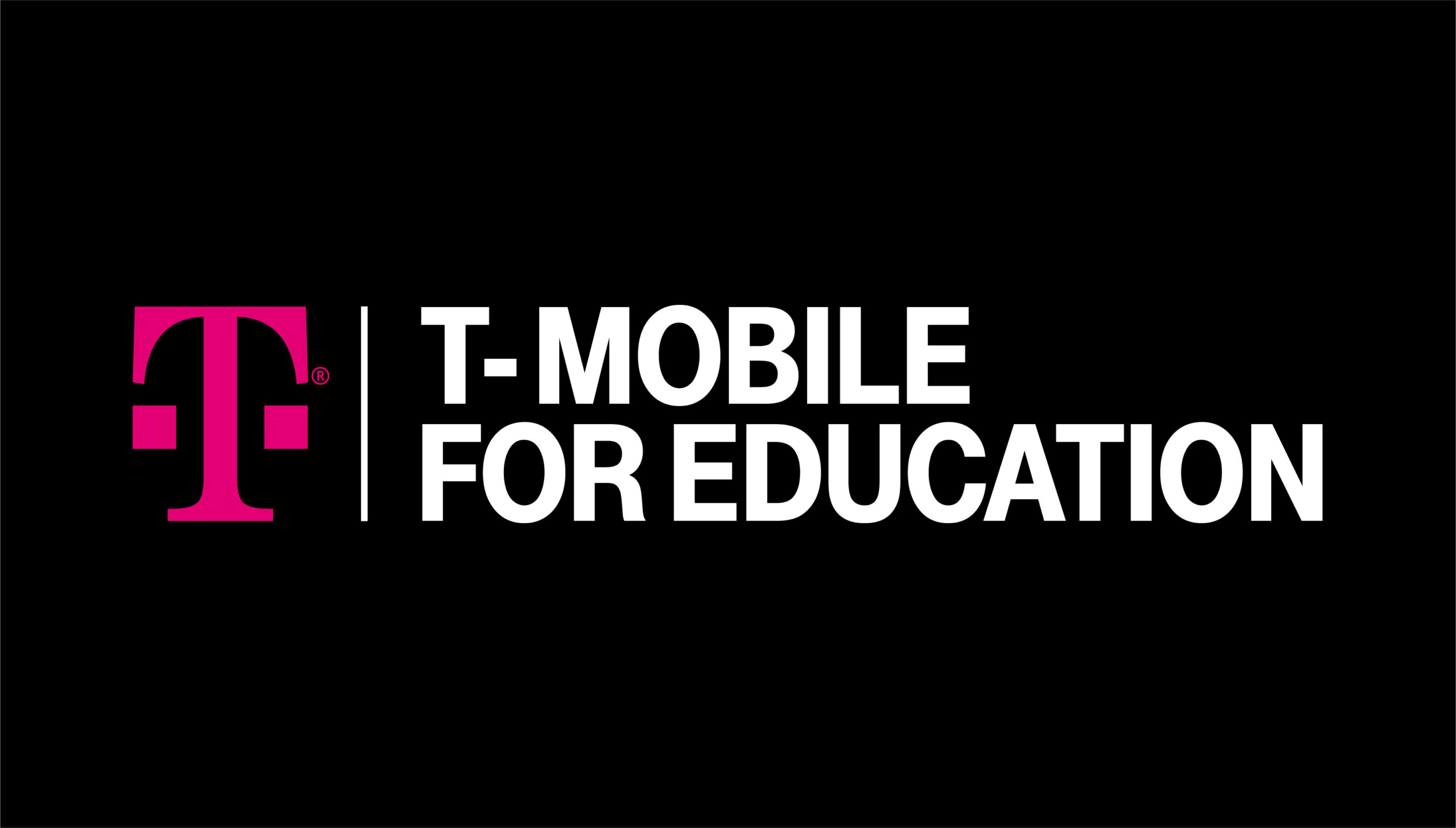 T-Mobile for Education in white lettering on a black background with logo to the left