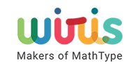 wiris written in multi-color font with the words "Makers of MathType" below it in gray font, all on a white background