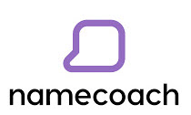 Name Coach written in black font with a purple comment box above