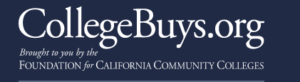 CollegeBuys.org, brought to you by the Foundation for California Community Colleges written in white font on a blue background 