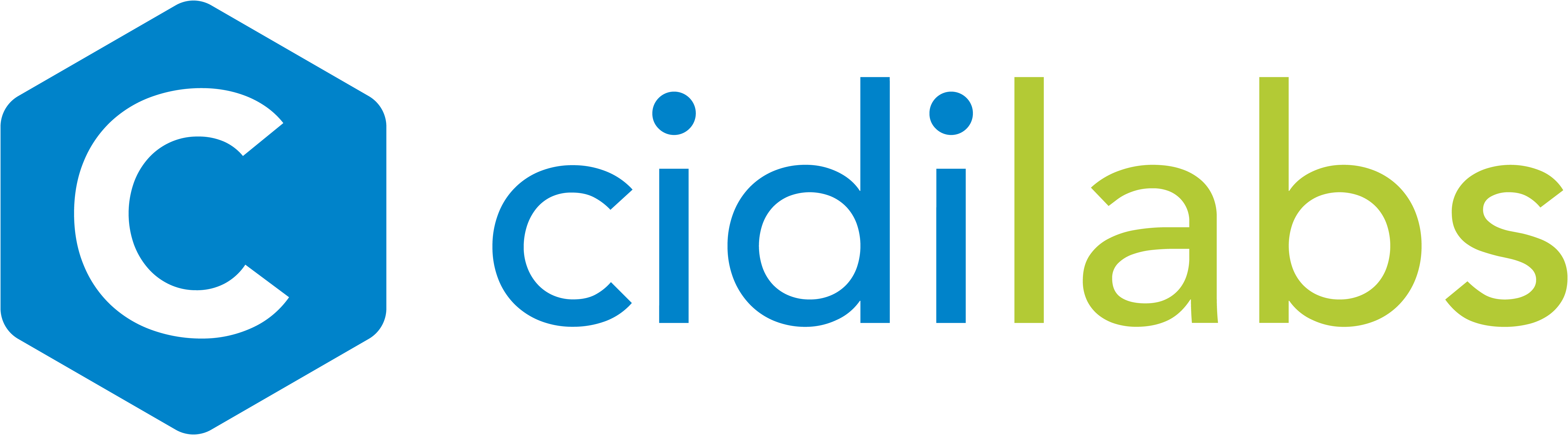 cidilabs written in blue and green font with "C" logo to the left in blue