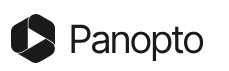black logo with the word "Panopto" written out in black font next to it; all on a white background