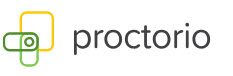 yellow and green logo with the word "proctorio" spelled out in black all on a white background